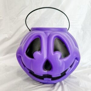 Vtg Norfolk Halloween Trick‎ or Treat Pumpkin Bucket Blow Mold Made USA Pail 90s
